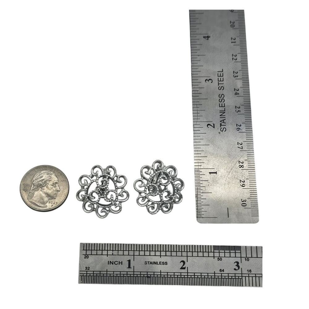 2 Pairs VTG Sarah Coventry Silver Toned Faux Pearl Clip On Earrings - Picture 7 of 16